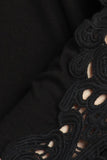 Chatoyant 3/4 Sleeve Crochet Lace Tunic Top Black