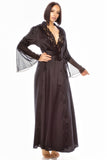Black Lace Long Satin Robe