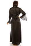 Black Lace Long Satin Robe
