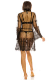 Black Mesh and Embroidery Robe
