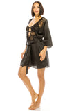 Black Satin Robe with Lace