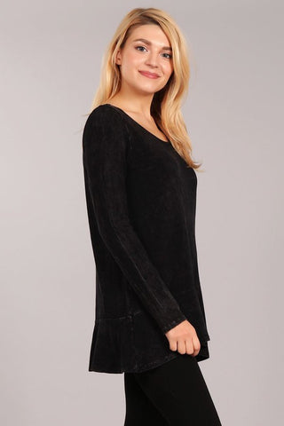 Chatoyant Soft and Stretchy Mineral Wash Tunic Black