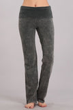 Chatoyant Bootcut Mineral Wash Fold Over Waist Pants Taupe Gray