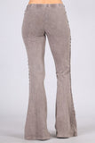 Chatoyant Crochet Side Lace Bell Bottoms Desert Taupe