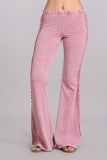 Chatoyant Crochet Side Lace Bell Bottoms Rose Pink