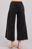 Chatoyant Mineral Wash Cropped Wide-Leg Pants Black