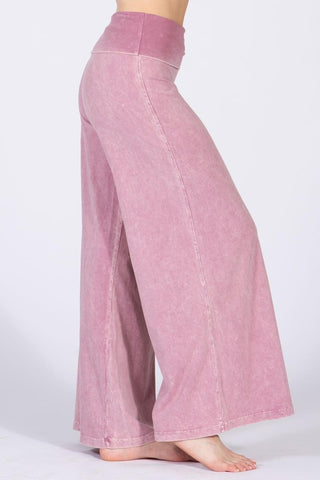 Chatoyant Mineral Wash Wide Leg Palazzo Pants Lt. Pink