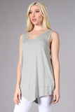 Chatoyant V-Neck Casual Top Light Heather Grey
