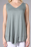 Chatoyant V-Neck Casual Top Light Sage