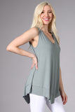 Chatoyant V-Neck Casual Top Light Sage
