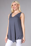 Chatoyant V-Neck Casual Top Slate Grey