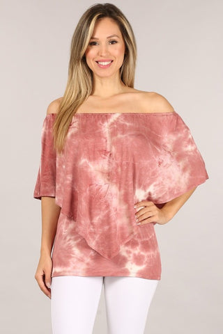 Chatoyant 4 Way Hand Marble Mauve Tie Dye Top