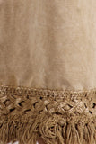 Chatoyant Mineral Wash Ankle Length Crochet Fringe Beige