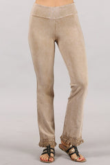 Chatoyant Mineral Wash Ankle Length Crochet Fringe Beige
