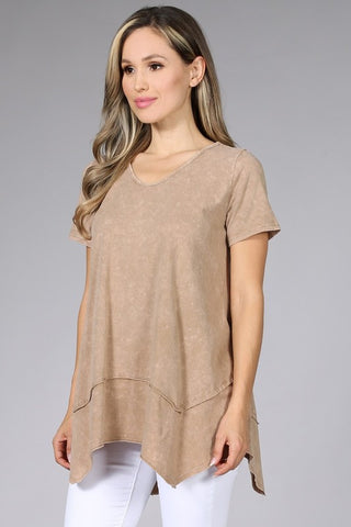 Chatoyant Basic Mineral Wash Top Beige