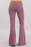 Chatoyant Plus Size Mineral Wash Bell Bottoms Dusty Rose