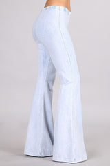 Chatoyant Plus Size Mineral Wash Bell Bottoms Powder Blue