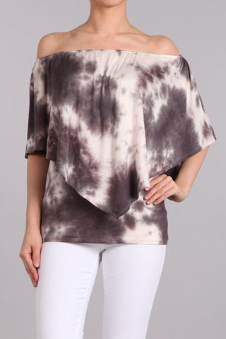 Chatoyant 4 Way Hand Marble Brown Tie Dye Top