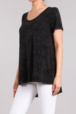 Chatoyant Mineral Wash Long Body Top Black