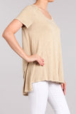 Chatoyant Mineral Wash Long Body Top Sand