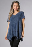 Chatoyant Basic Mineral Wash Top Blue Grey
