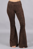 Chatoyant Plus Size Mineral Wash French Terry Pants Brown