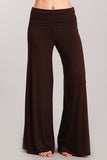 Chatoyant Fold Over Waist Palazzo Brown