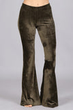 Chatoyant Plus Size Velour Bell Bottoms Dark Olive