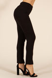 Chatoyant Plus Size Cropped Capri Pants with Front Seam Detail Black