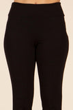 Chatoyant Plus Size Cropped Capri Pants with Front Seam Detail Black
