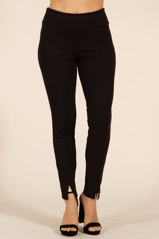 Chatoyant Cropped Capri Pants with Front Seam Detail Black
