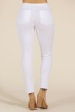 Chatoyant Plus Size Cropped Capri Pants with Front Seam Detail White