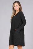 Chatoyant Long Sleeve Casual Dress Black