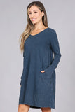 Chatoyant Long Sleeve Casual Dress Charcoal Navy
