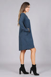 Chatoyant Long Sleeve Casual Dress Charcoal Navy