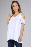 Chatoyant Casual Open Shoulder Top White