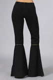 Chatoyant Mineral Wash Crochet Lace Bell Bottoms Black