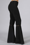 Chatoyant Mineral Wash Crochet Lace Bell Bottoms Black