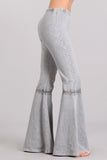 Chatoyant Mineral Wash Crochet Lace Bell Bottoms Silver