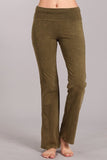 Chatoyant Bootcut Mineral Wash Fold Over Waist Pants Pale Olive