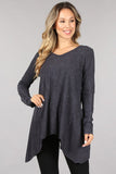 🍁 Chatoyant Soft and Stretchy Mineral Wash Long Sleeve Tunic Dark Ash Grey🍂