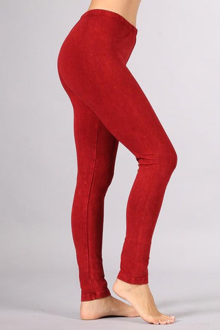 Chatoyant Plus Size Mineral Wash Legging Red