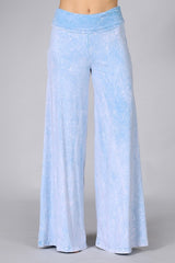 Chatoyant Mineral Wash Wide Leg Palazzo Pants Powder Blue