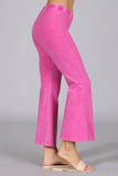 Chatoyant Plus Size Mineral Washed Crop Flare Bubblegum Pink