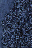 Chatoyant Plus Size Mineral Wash Bootcut Crochet Lace Electric Blue
