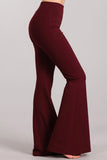 Chatoyant Plus Size Ponte Flare Bell Bottoms Wine