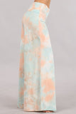 Chatoyant Plus Size Peach Mint Tie Dye Palazzo Pants