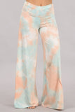 Chatoyant Plus Size Peach Mint Tie Dye Palazzo Pants