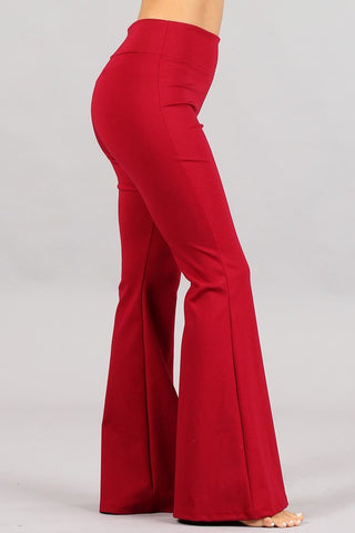 Chatoyant Plus Size Ponte Flare Bell Bottoms Red