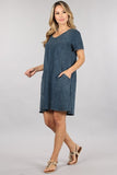 Chatoyant Mineral Wash Pocket Dress Blue Gray